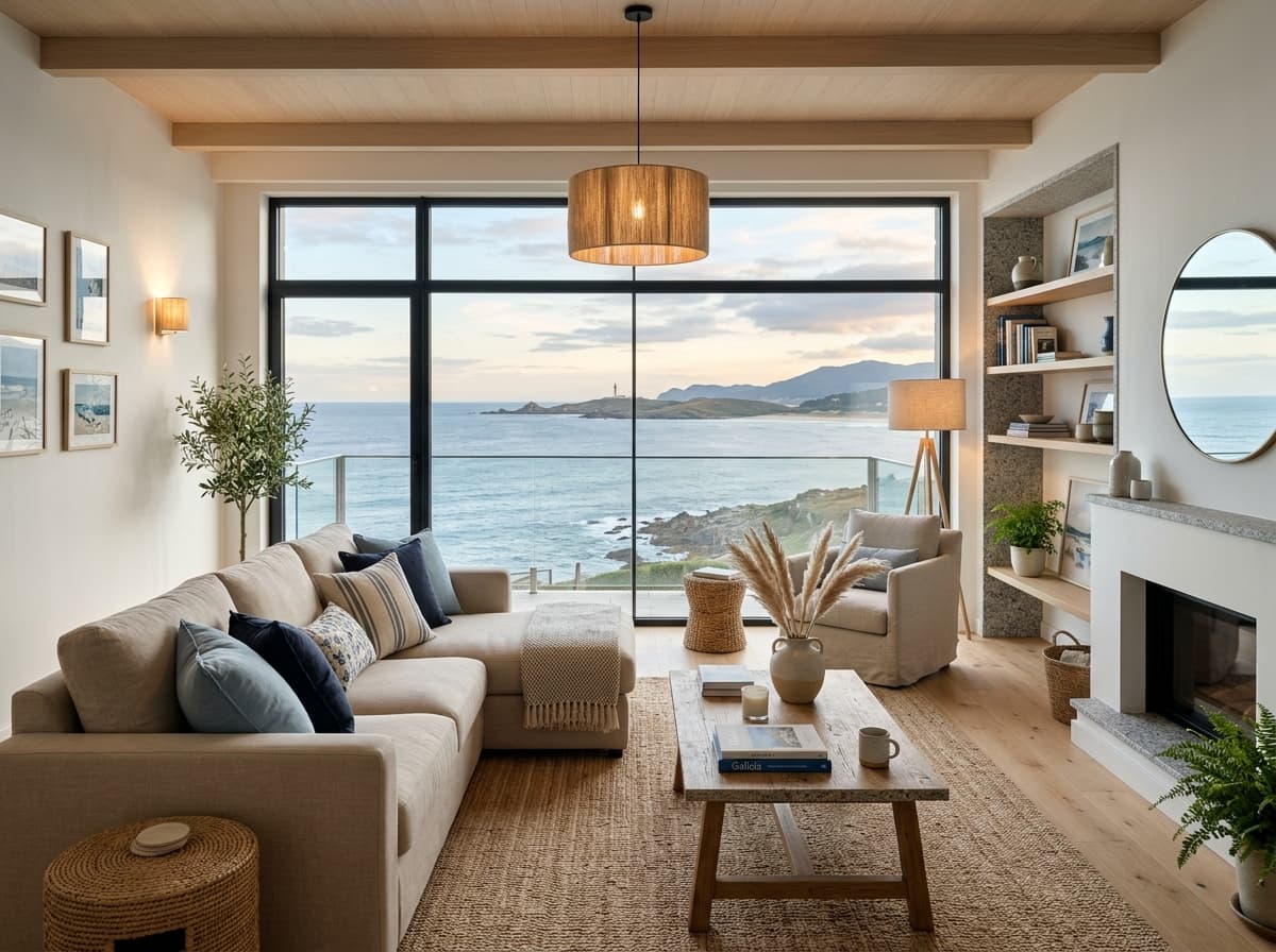 Salón luminoso del apartamento con vistas al Atlántico